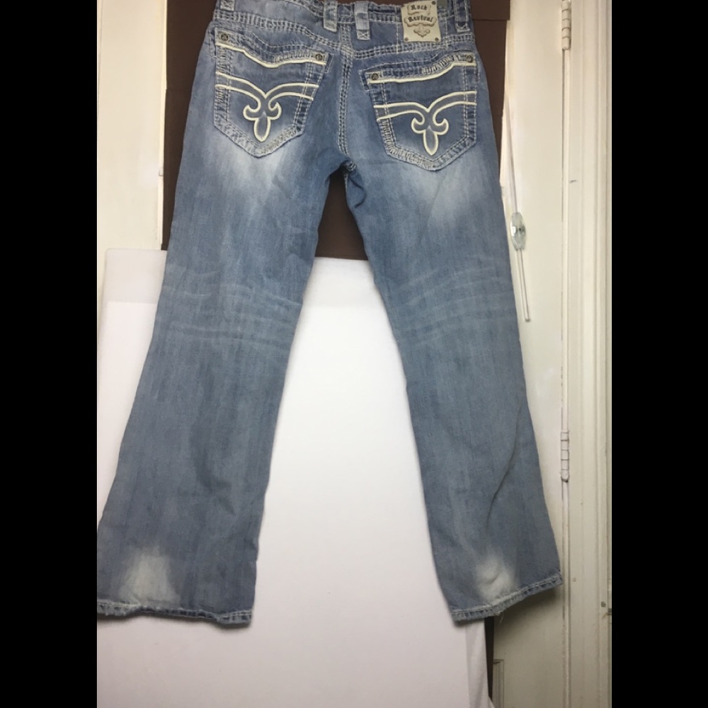 Rock Revival Men’s Bootcut Distressed Jeans W 34